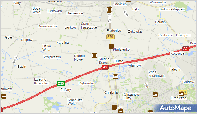 mapa Kłudno Stare, Kłudno Stare na mapie Targeo