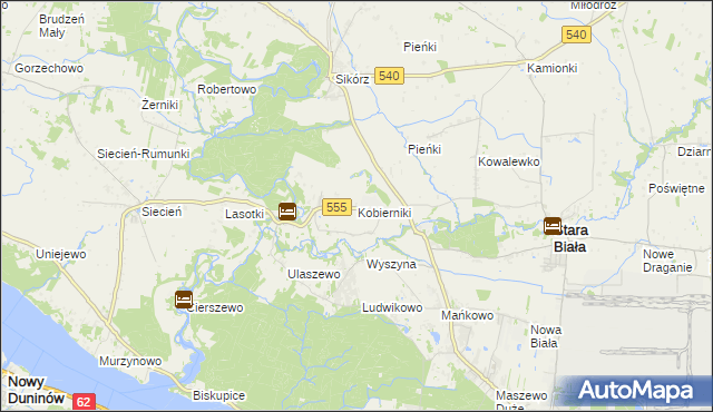 mapa Kobierniki gmina Stara Biała, Kobierniki gmina Stara Biała na mapie Targeo