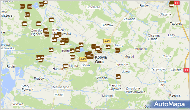 mapa Kobyla Góra powiat ostrzeszowski, Kobyla Góra powiat ostrzeszowski na mapie Targeo