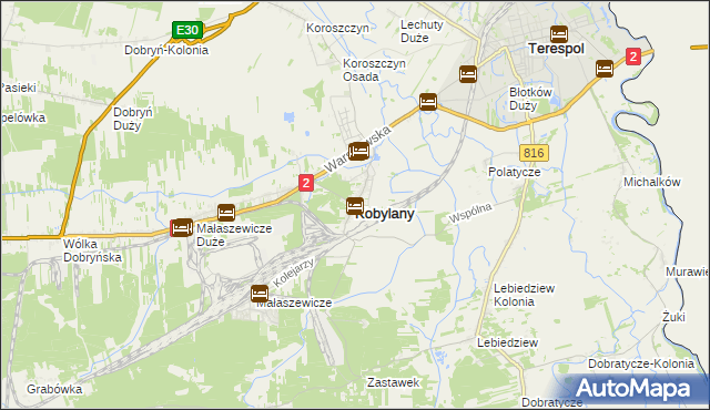 mapa Kobylany gmina Terespol, Kobylany gmina Terespol na mapie Targeo