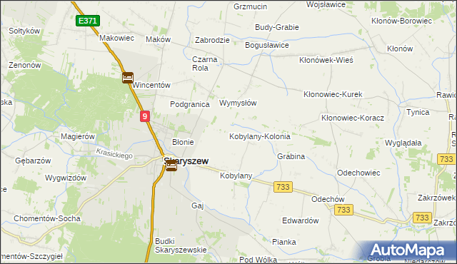 mapa Kobylany-Kolonia gmina Skaryszew, Kobylany-Kolonia gmina Skaryszew na mapie Targeo