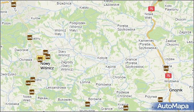 mapa Kobyle gmina Nowy Wiśnicz, Kobyle gmina Nowy Wiśnicz na mapie Targeo