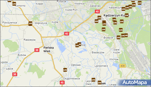 mapa Kobylice gmina Cisek, Kobylice gmina Cisek na mapie Targeo
