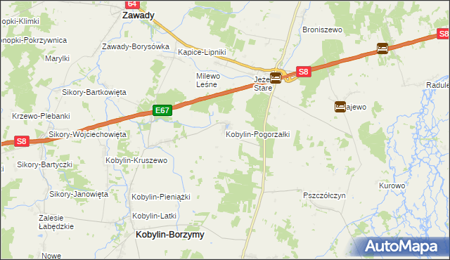 mapa Kobylin-Pogorzałki, Kobylin-Pogorzałki na mapie Targeo