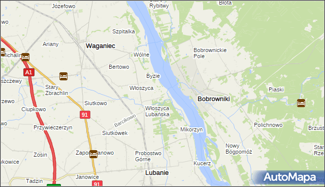 mapa Kocia Górka gmina Lubanie, Kocia Górka gmina Lubanie na mapie Targeo