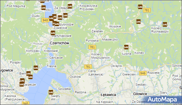 mapa Kocierz Moszczanicki, Kocierz Moszczanicki na mapie Targeo