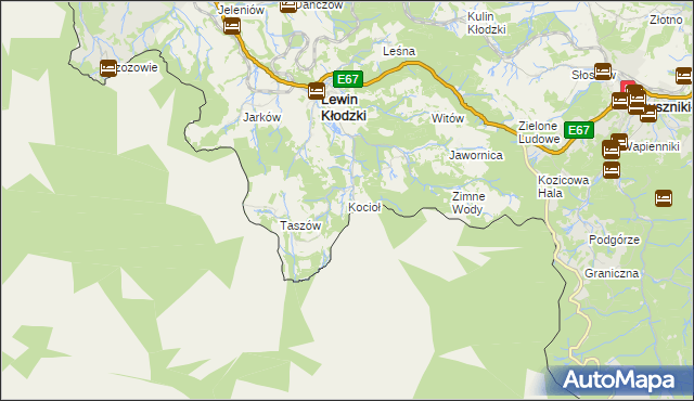 mapa Kocioł gmina Lewin Kłodzki, Kocioł gmina Lewin Kłodzki na mapie Targeo