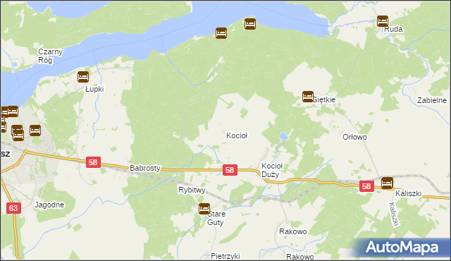 mapa Kocioł gmina Pisz, Kocioł gmina Pisz na mapie Targeo