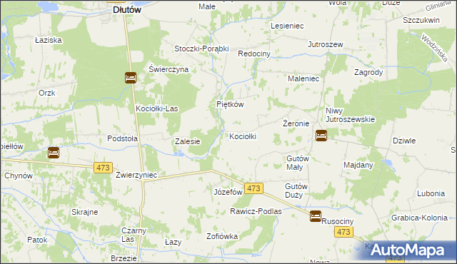 mapa Kociołki gmina Grabica, Kociołki gmina Grabica na mapie Targeo