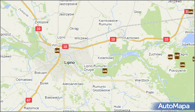 mapa Kolankowo gmina Lipno, Kolankowo gmina Lipno na mapie Targeo
