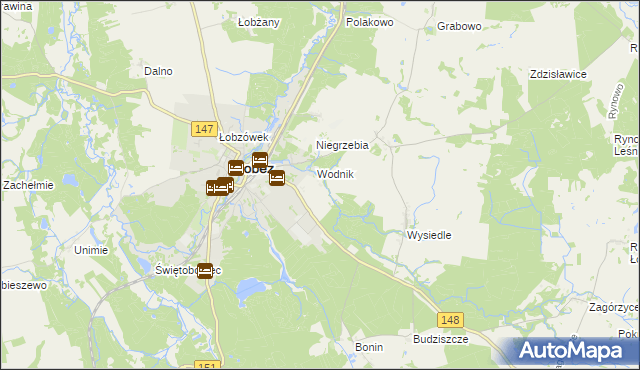 mapa Kołdrąb gmina Łobez, Kołdrąb gmina Łobez na mapie Targeo