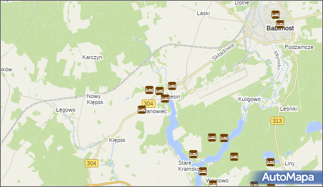 mapa Kolesin, Kolesin na mapie Targeo