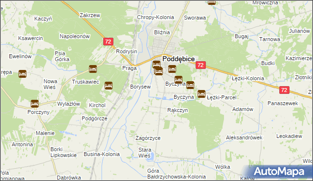 mapa Kolonia Byczyna, Kolonia Byczyna na mapie Targeo