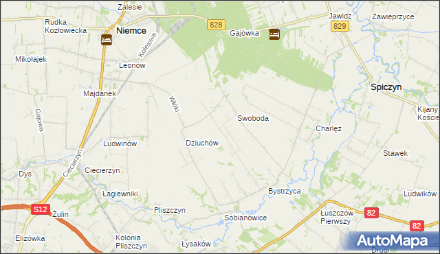 mapa Kolonia Bystrzyca gmina Niemce, Kolonia Bystrzyca gmina Niemce na mapie Targeo
