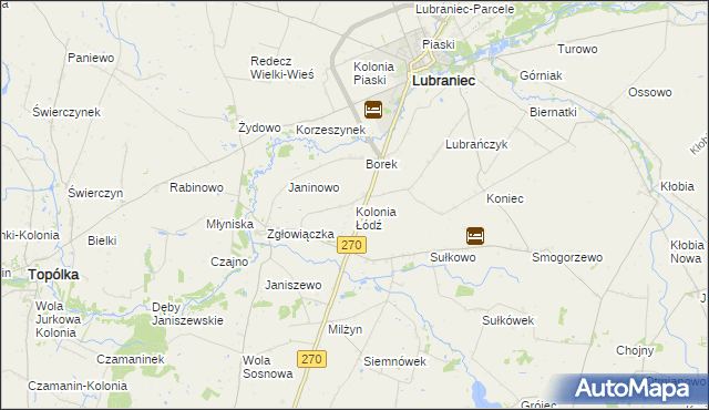 mapa Kolonia Łódź, Kolonia Łódź na mapie Targeo