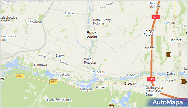 mapa Kolonia Potok Wielki, Kolonia Potok Wielki na mapie Targeo