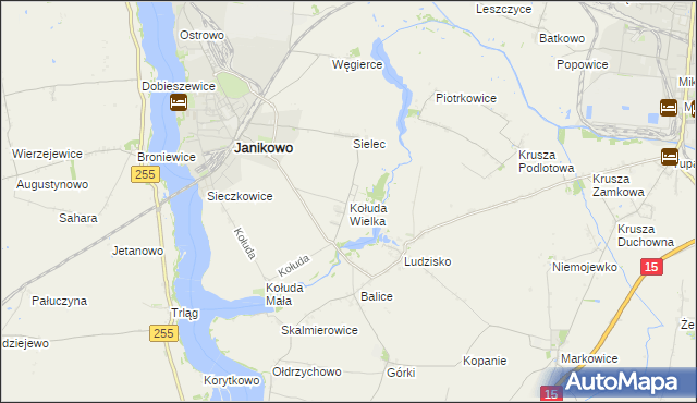 mapa Kołuda Wielka, Kołuda Wielka na mapie Targeo