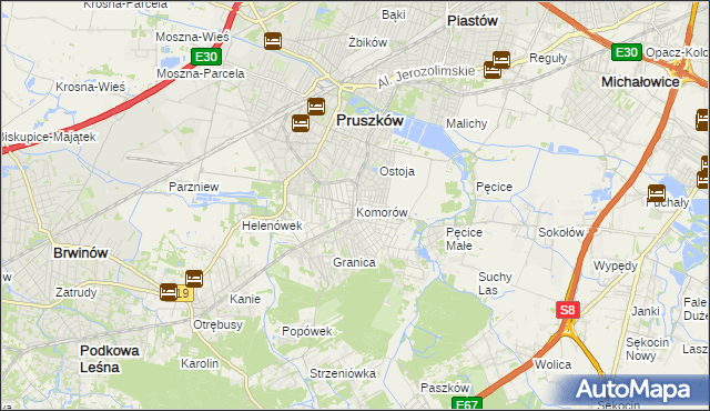 mapa Komorów gmina Michałowice, Komorów gmina Michałowice na mapie Targeo