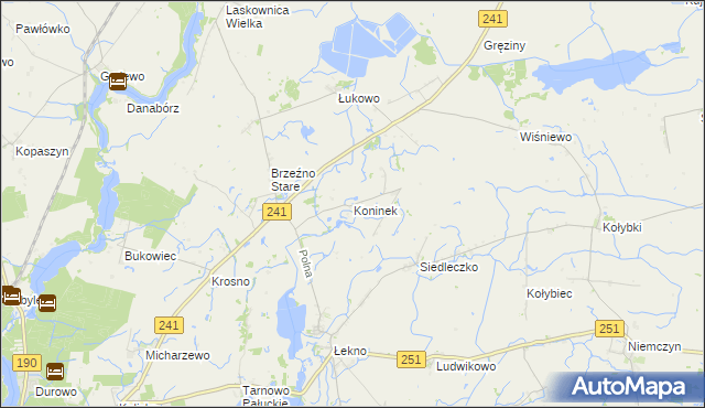 mapa Koninek gmina Wągrowiec, Koninek gmina Wągrowiec na mapie Targeo