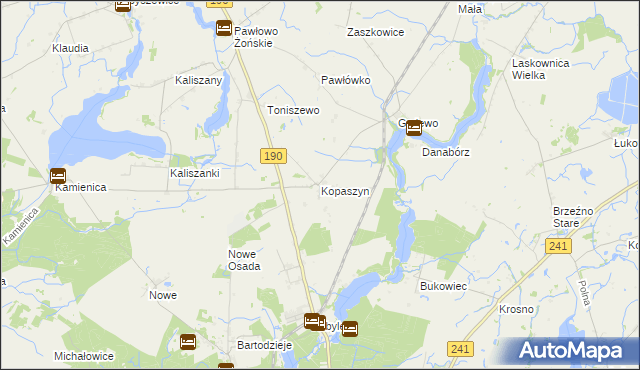 mapa Kopaszyn gmina Wągrowiec, Kopaszyn gmina Wągrowiec na mapie Targeo
