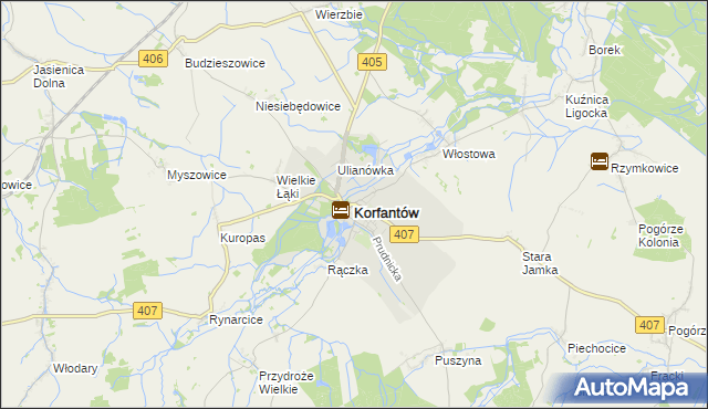 mapa Korfantów, Korfantów na mapie Targeo