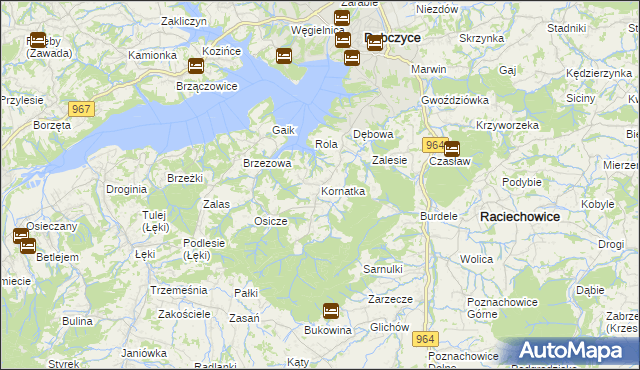 mapa Kornatka gmina Dobczyce, Kornatka gmina Dobczyce na mapie Targeo