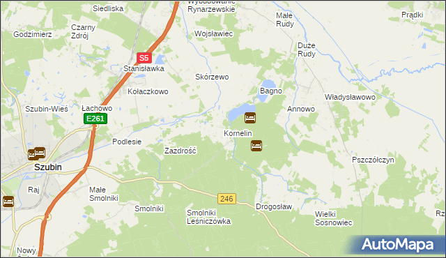 mapa Kornelin gmina Szubin, Kornelin gmina Szubin na mapie Targeo