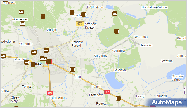 mapa Korytków gmina Turek, Korytków gmina Turek na mapie Targeo