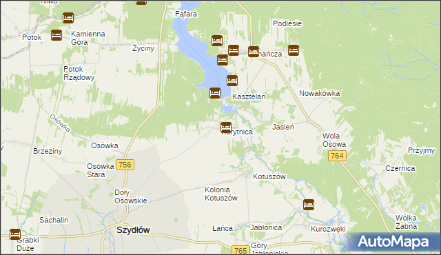 mapa Korytnica gmina Szydłów, Korytnica gmina Szydłów na mapie Targeo