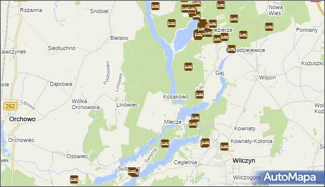 mapa Kosakowo gmina Orchowo, Kosakowo gmina Orchowo na mapie Targeo