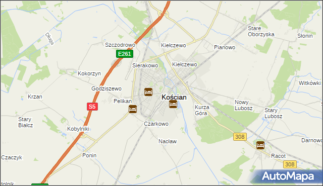 mapa Kościan, Kościan na mapie Targeo