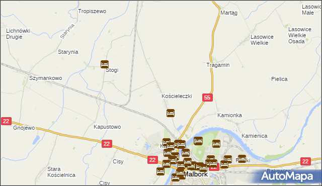 mapa Kościeleczki, Kościeleczki na mapie Targeo