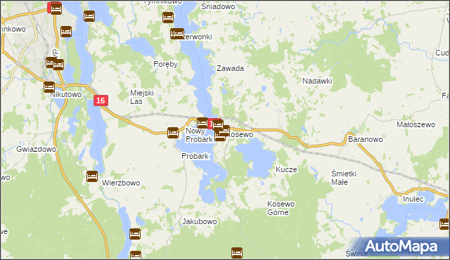 mapa Kosewo gmina Mrągowo, Kosewo gmina Mrągowo na mapie Targeo