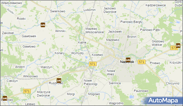 mapa Kosewo gmina Nasielsk, Kosewo gmina Nasielsk na mapie Targeo