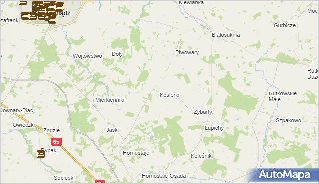 mapa Kosiorki gmina Mońki, Kosiorki gmina Mońki na mapie Targeo