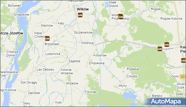 mapa Kosiorów gmina Wilków, Kosiorów gmina Wilków na mapie Targeo