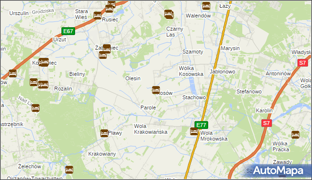 mapa Kosów gmina Lesznowola, Kosów gmina Lesznowola na mapie Targeo