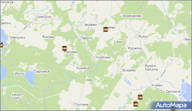 mapa Kostkowo gmina Gniewino, Kostkowo gmina Gniewino na mapie Targeo