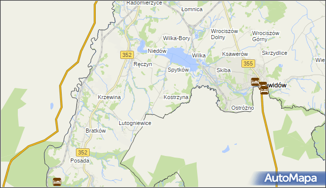 mapa Kostrzyna gmina Zgorzelec, Kostrzyna gmina Zgorzelec na mapie Targeo