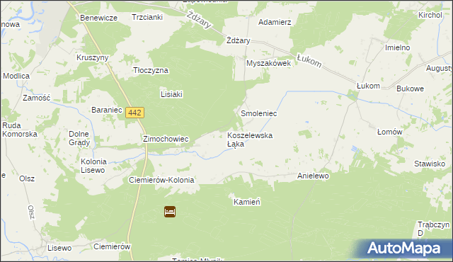 mapa Koszelewska Łąka, Koszelewska Łąka na mapie Targeo