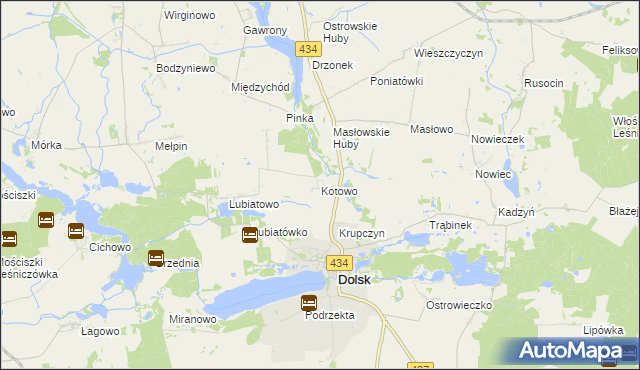 mapa Kotowo gmina Dolsk, Kotowo gmina Dolsk na mapie Targeo