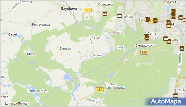 mapa Kotuń gmina Szydłowo, Kotuń gmina Szydłowo na mapie Targeo