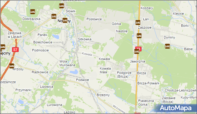 mapa Kowala gmina Sitkówka-Nowiny, Kowala gmina Sitkówka-Nowiny na mapie Targeo