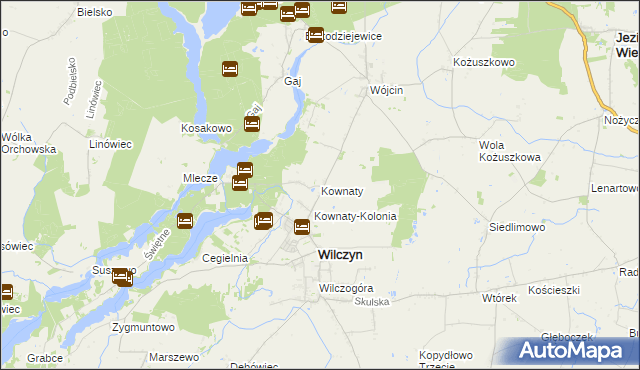 mapa Kownaty gmina Wilczyn, Kownaty gmina Wilczyn na mapie Targeo