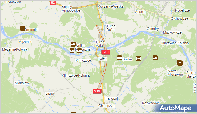 mapa Kózki gmina Sarnaki, Kózki gmina Sarnaki na mapie Targeo