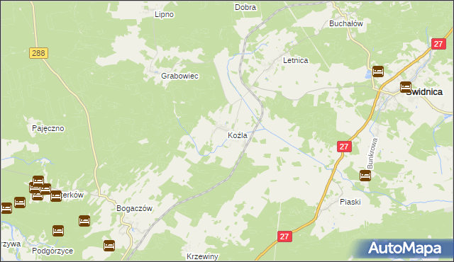 mapa Koźla, Koźla na mapie Targeo