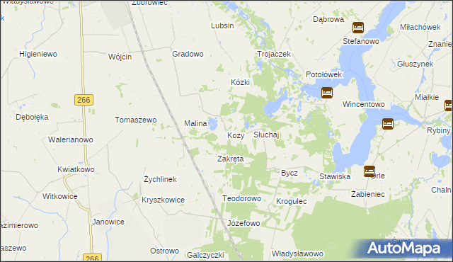 mapa Kozy gmina Piotrków Kujawski, Kozy gmina Piotrków Kujawski na mapie Targeo