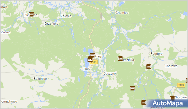 mapa Krąg gmina Polanów, Krąg gmina Polanów na mapie Targeo
