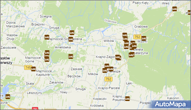 mapa Krajno-Zagórze, Krajno-Zagórze na mapie Targeo