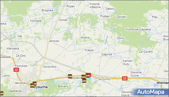 mapa Krajów gmina Przysucha, Krajów gmina Przysucha na mapie Targeo